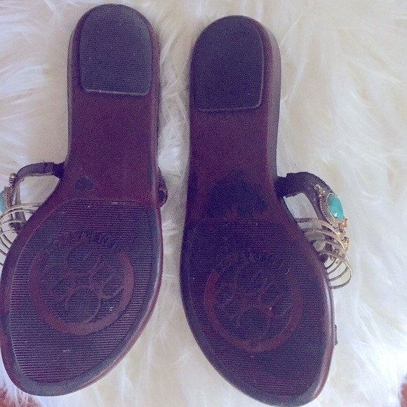 BCBG Boho Chic Sandals Stylish Very Rich Turquoise & Bronze Bling!! CLEAN & EXC! - Picture 8 of 8